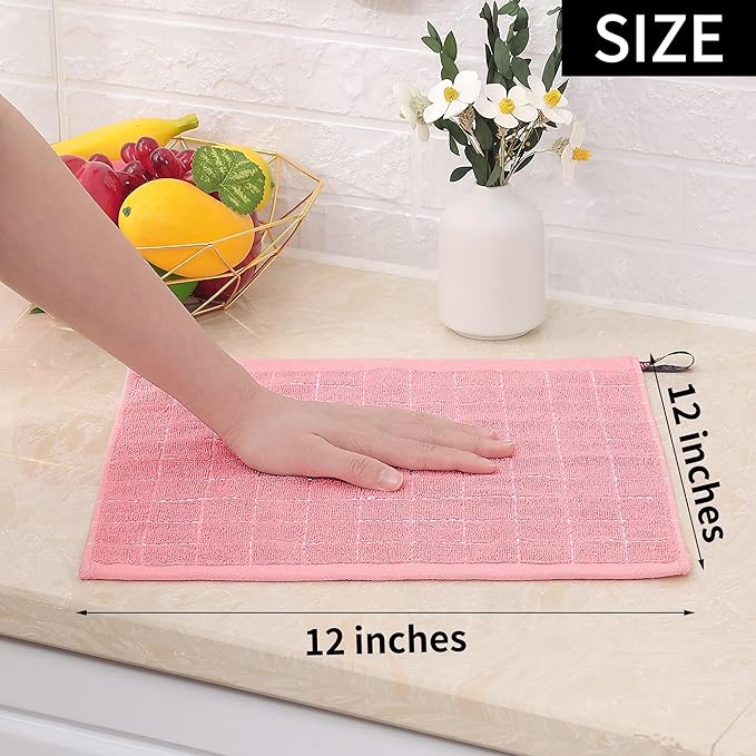 Homaxy 100% Cotton Terry Kitchen Dish Cloths, Ultra Soft and Absorbent Dish