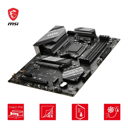 MSI B650 GAMING PLUS WIFI Motherboard, ATX - Supports AMD Ryzen 9000 / 8000 / 7000 Series Processors, AM5 - 14+2 Duet Rail VRM, DDR5 Memory Boost 6400+MHz/OC, 2 x PCIe 4.0 x16, 2 x M.2 Gen4, Wi-Fi 6E