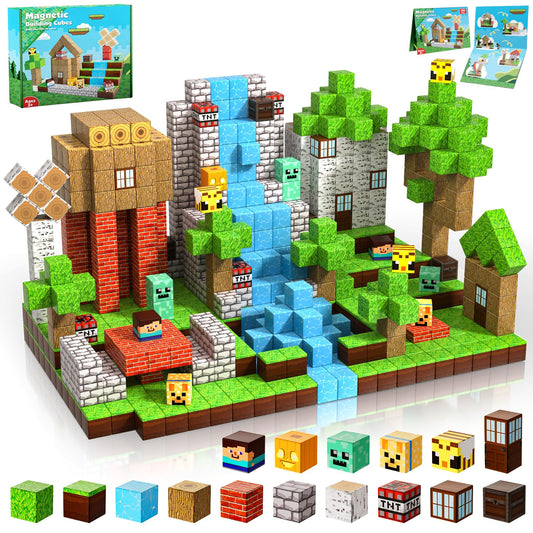ToyUnited Magnetic Blocks-100PCS Magnetic Building Blocks Magnet Cube Toys Stacking, Build Forest World Set, STEM Montessori Sensory Toys for Kids Boys Girls Age 3 4 5 6 7 8 9 10 Easter Birthday Gifts
