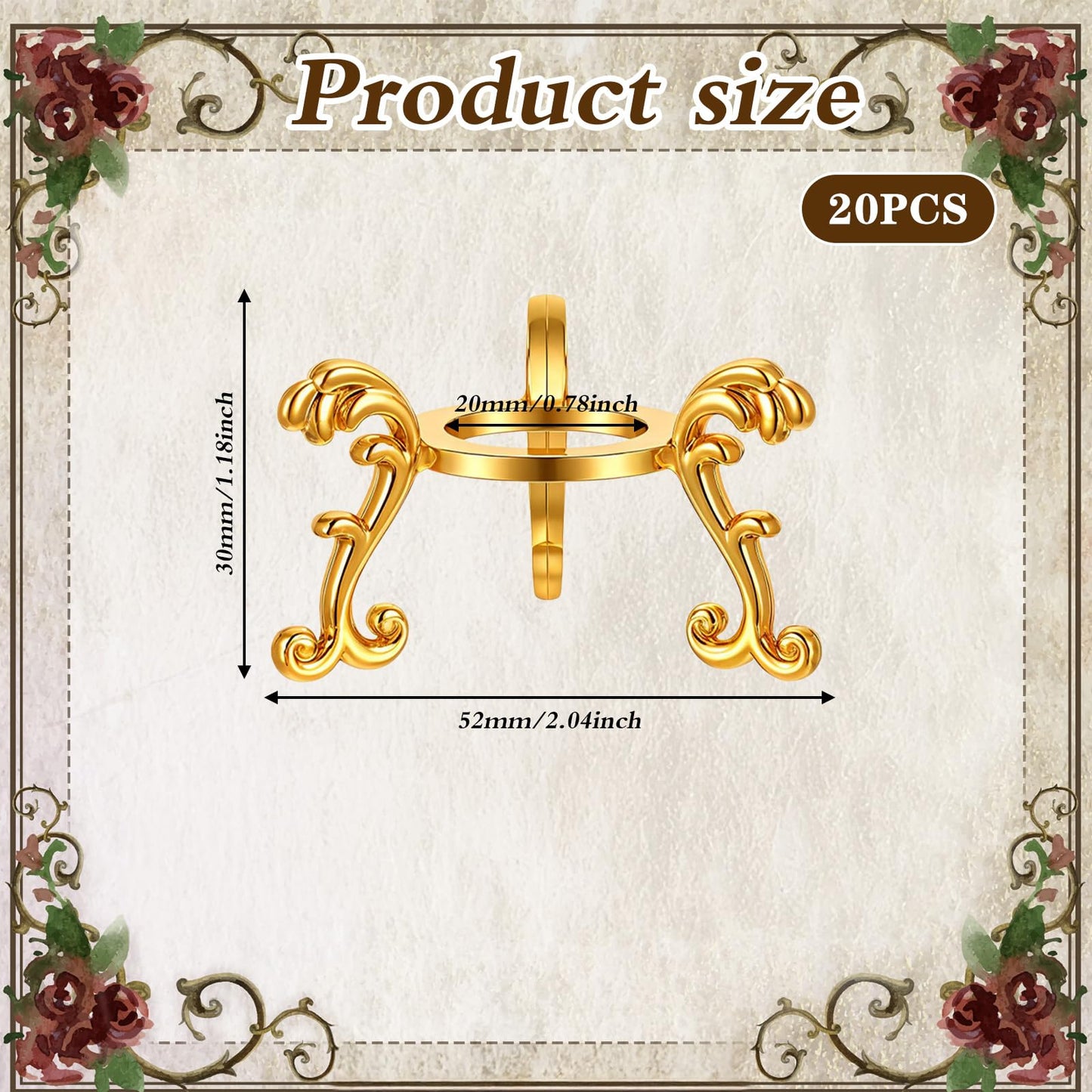 MAQUITA 20 Pcs Gold Crystal Ball Stand for Displaying Crystal Glass and Natural Rocks, Sphere Display Holder for 40mm-80mm Sphere or Stone