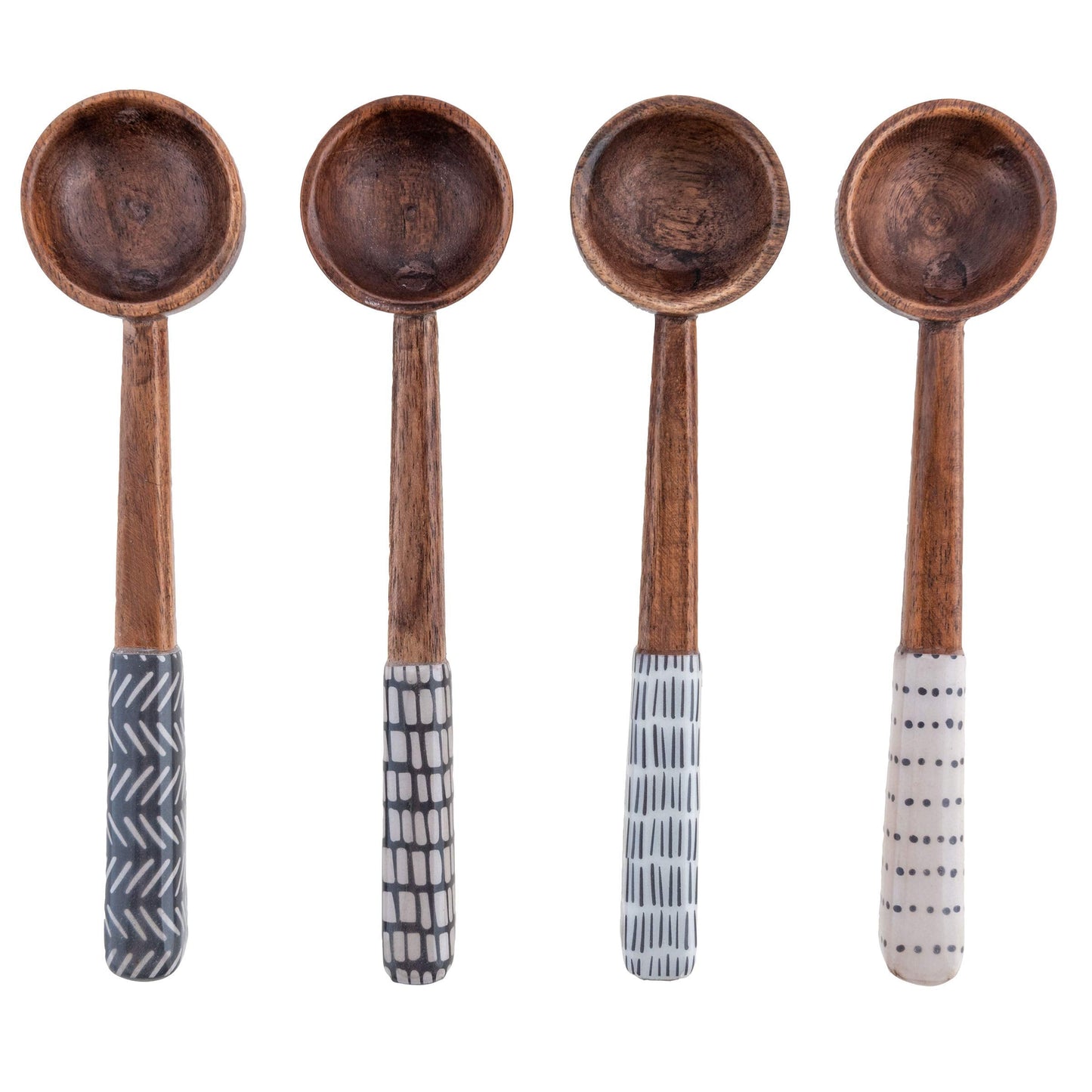 Karma Enamel Tasting Spoons Set - Enamel Tasting Spoons for Cooking - Wood Enamel Kitchen Utensils - Wood Enamel - Set of 4