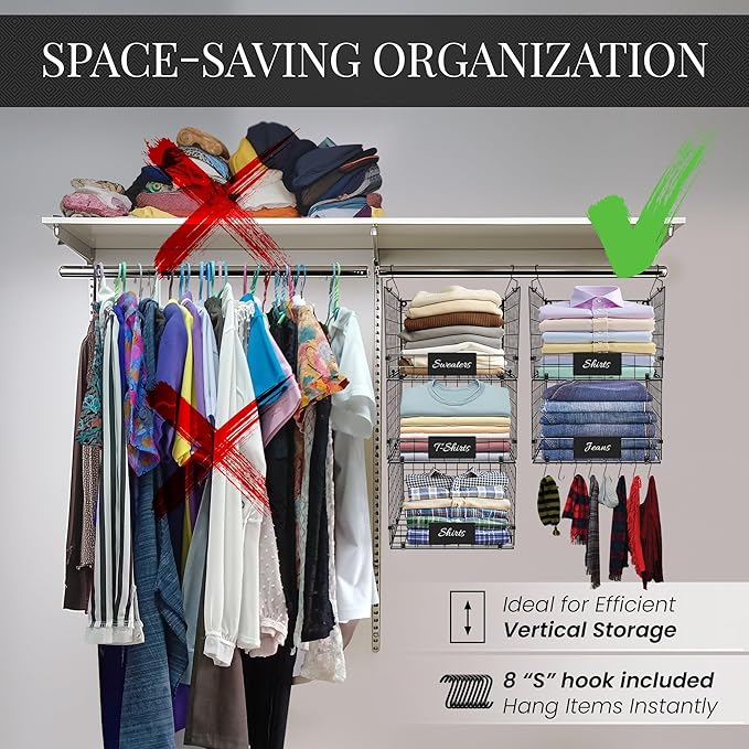 DECOLURE 5-Tier Adjustable Hanging Closet Organizer – Maximize Hanging Storage