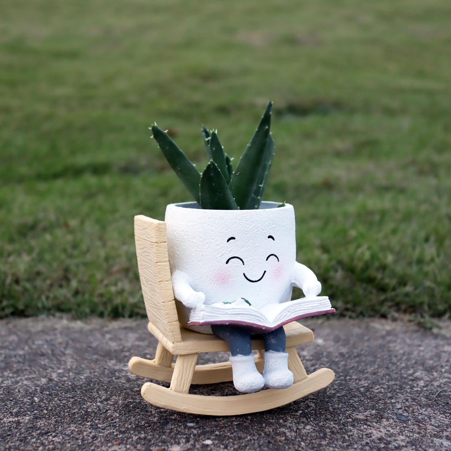Dolkgy Cute Head Planters Face Pots, Adorable Human Face Planter Reading Books Flower Vase for Indoor Outdoor Plants, Unique Plant Holder Succulent Cactus Pots