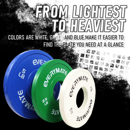 EVERYMATE Change Weight Plates 5LB Fractional Plate Olympic Bumper Plates for Cross Training and Olympic Weightlifting, 5LB Set Weights Plates Set