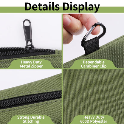 COIDEA Tool Bag Zipper Pouch, Premium Tool Pouch, Utility Multipurpose Storage Organizer Tool Pouches with Carabiner Metal Zipper for Tools (6 Pack, Tan, Navy Green, Black, Light Brown, Grey, Mocha)