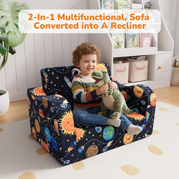 MeMoreCool Folding Kids Couch – 2-in-1 Toddler Sofa Bed & Lounge Chair |