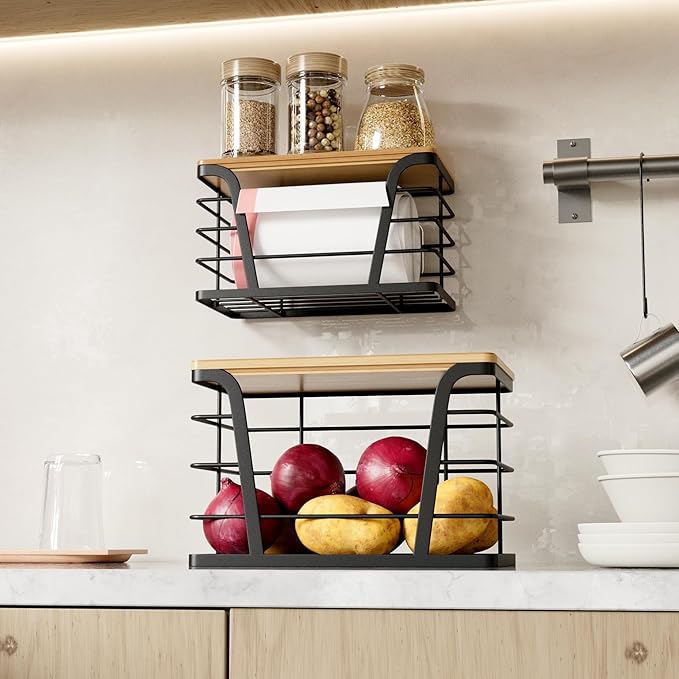 2 Pack Stackable Storage Laundry Kitchen Organizers, Wall Mount Trash Bag Holder