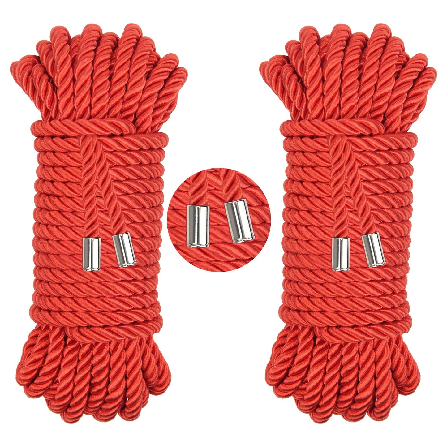 Coldairsoap Soft Silk Rope, Skin Friendly Twisted Trim Cord Rope (Red, 32ft)