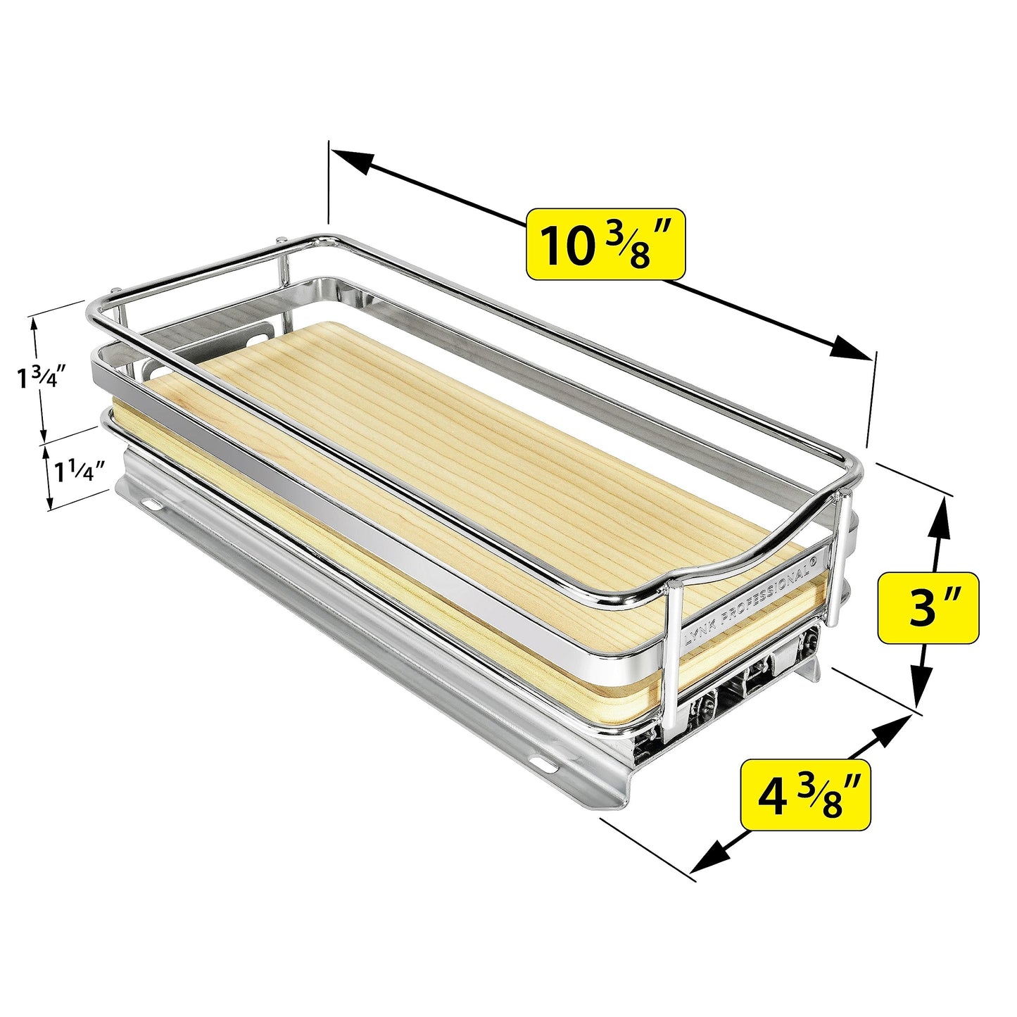 LYNK PROFESSIONAL® Pull Out Spice Rack Organizer for Inside Kitchen Cabinets - 4-1/4 inch Wide - Slide Out Drawer – Chrome Sliding Spice Cabinet Organization Shelf Racks - 2 Tier