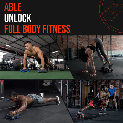 ABLE Multi-Directional Fitness Gliders (Pair) - Core Workout Equipment for Full Body Workout, Upper Body Strengthening & Leg Mobility/Lunges - A Better Alternative to Push Up Bars & Push Up Boards