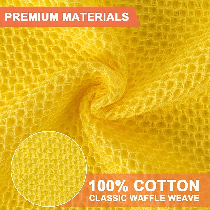 BOOMIBOO 6-Pack Kitchen Dish Cloths, 100% Cotton Waffle Weave, Ultra Soft