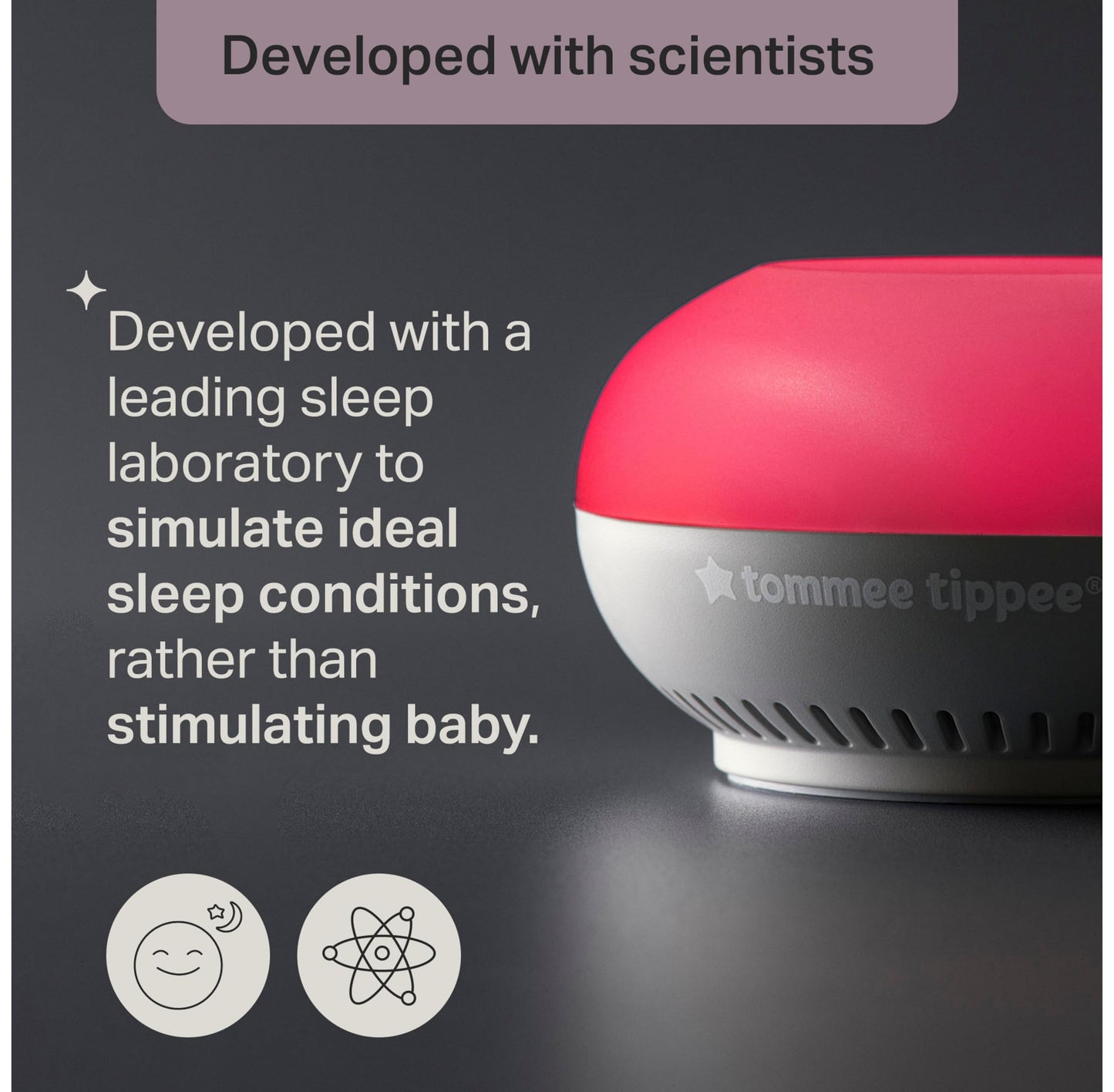 Tommee Tippee Dreammaker Baby Sleep Aid, Developed with Scientists, LED Red Nightlight, Adjustable Brightness and Pulsing Glow, Automatic CrySensor Soothes with Pink Noise