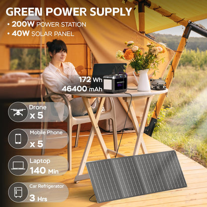 MARBERO Portable Power Station 88Wh Camping Lithium Battery Solar Generator Fast Charging with AC Outlet 120W Peak Power Bank(Solar Panel Optional) for Home Backup Outdoor Emergency RV Van Hunting