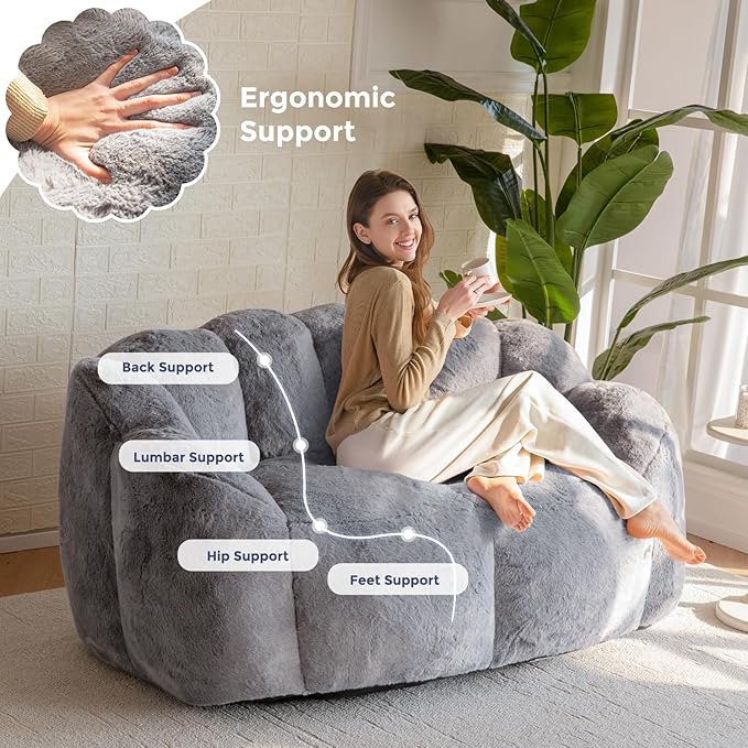 MAXYOYO Bean Bag Chair for Adults, Loveseat Floral Shaped Bean Bag Sofa