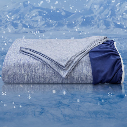 OMERAI 3 Piece Cooling King Size Sheet Set, Bed Sheets Set with 1 Fitted Sheet & 2 Pillowcases, Breathable Cool-to-Touch Fabric, Soft Smooth Deep Pockets Bed Sheets for Summer, Blue