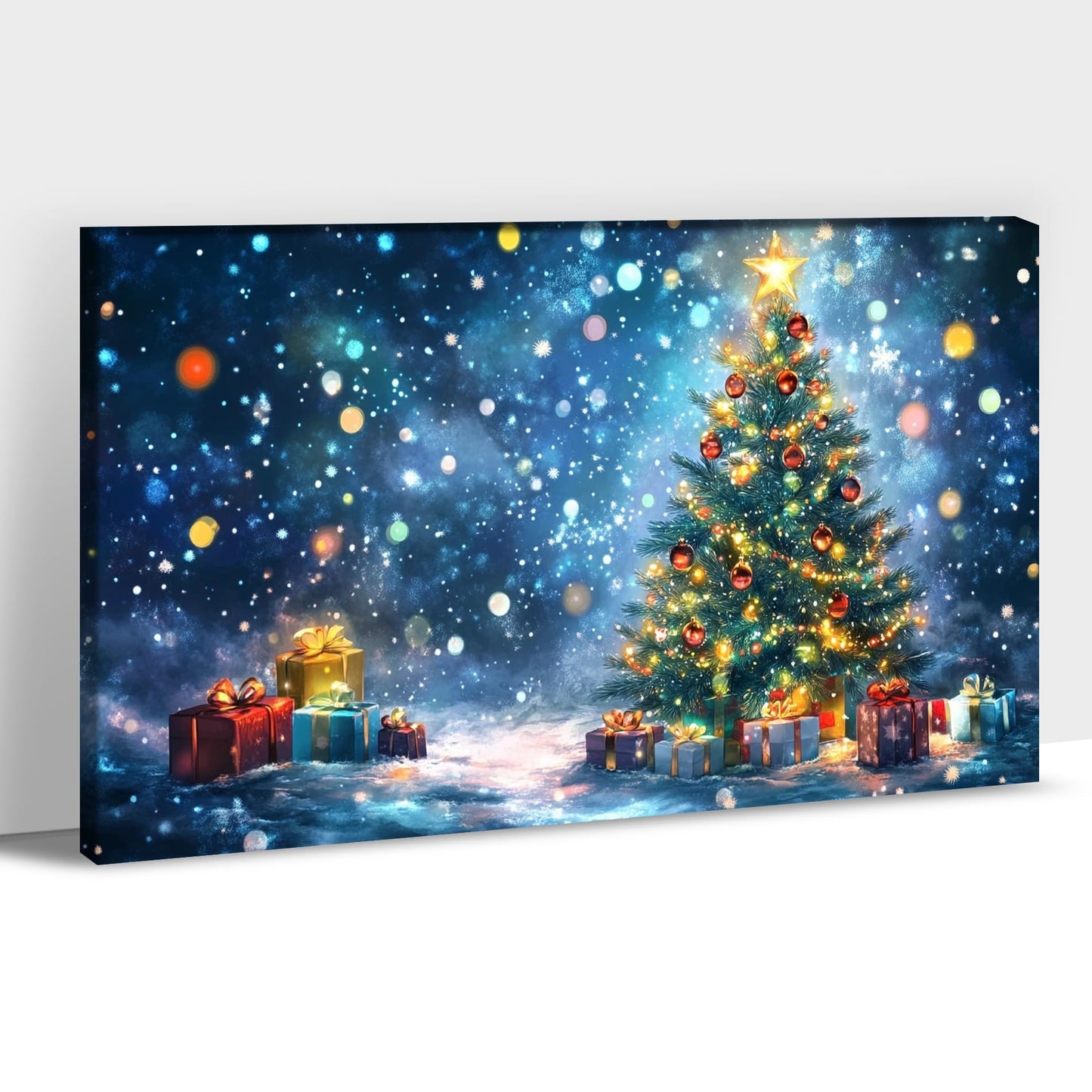 GUTTATY Christmas Canvas Wall Decor, Lighted Christmas Tree Wall Art, Christmas Gifts Pictures Wall Paintings, Winter Scene Wall Canvas Art for Living Room, Bedroom, Office 18x24 Inch