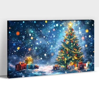 GUTTATY Christmas Canvas Wall Decor, Lighted Christmas Tree Wall Art, Christmas Gifts Pictures Wall Paintings, Winter Scene Wall Canvas Art for Living Room, Bedroom, Office 18x24 Inch