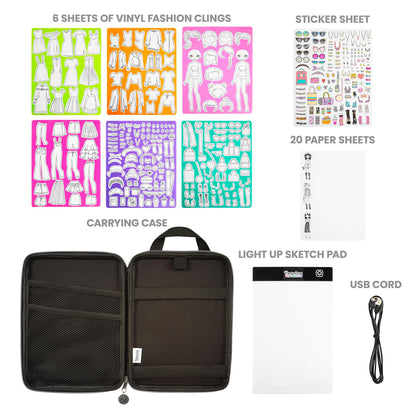 Fashion Angels Fashion Design Light Up Sketch & Tracing Pad, Includes Holographic Carrying Case, USB, Ultra Thin Tablet, 350+ Stencils & Stickers, Ages 8+