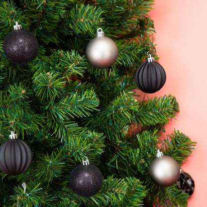 Every Day is Christmas Ornaments, Shatterproof Christmas Tree Ornament Set, Christmas Balls Decoration 50 Count (2.24"/57mm, Black Grey)