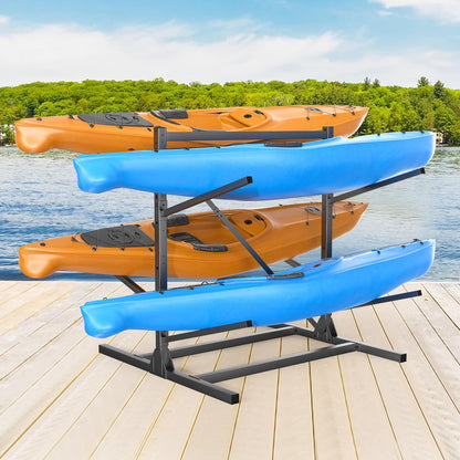 Ultrawall Kayak Storage Rack, Freestanding Kayak Racks for Garage, Adjustable Kayak Stand, Heavy Duty Paddle Board Rack for Kayak, Canoe, Surfboard, 440lbs Capacity, 2 Levels for 4 Kayaks