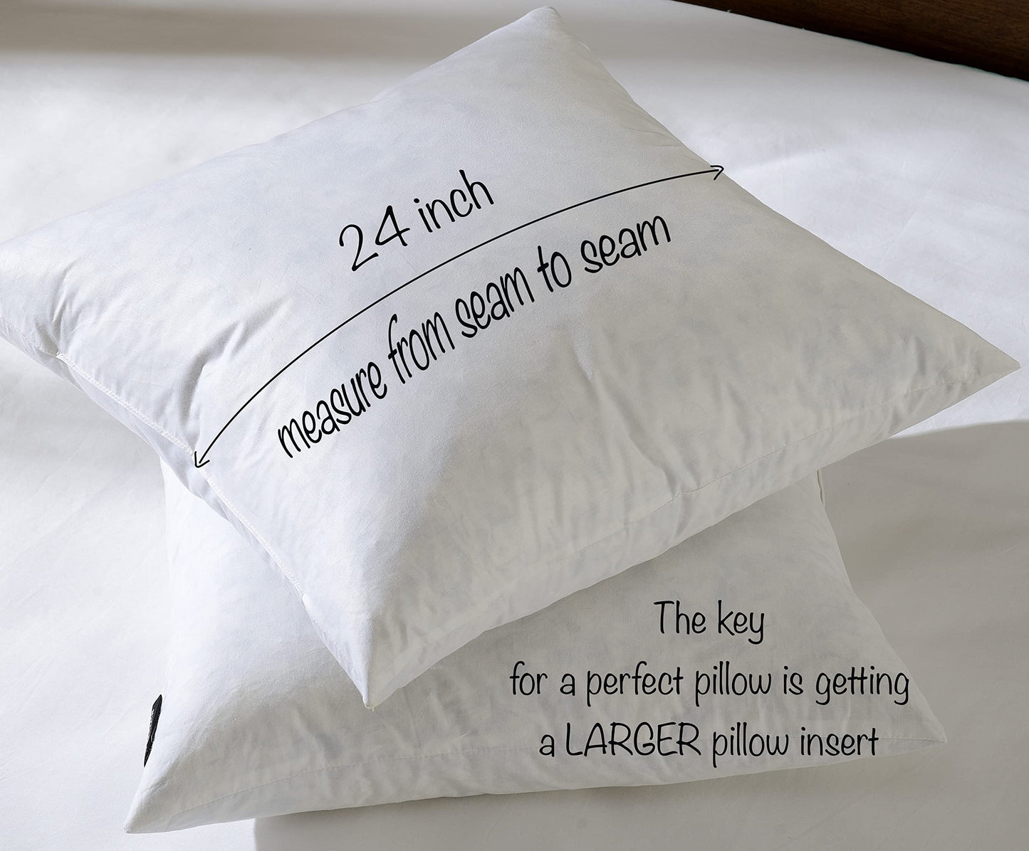 20x20 Decorative Throw Pillow Inserts-Down Feather Pillow Inserts-Square-Cotton Fabric-Set of 2-White.