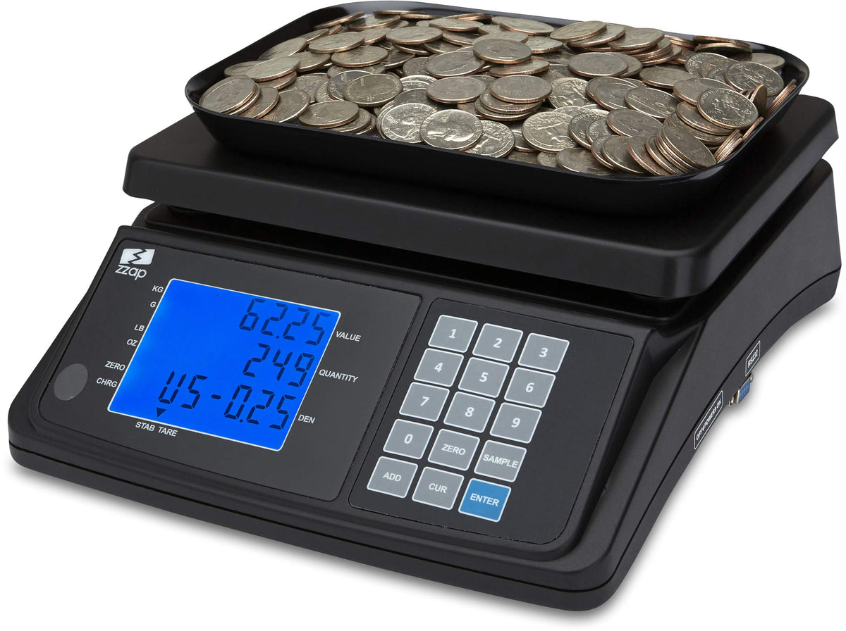 ZZap MS20 Coin Counting Scale - Money Cash Currency Weighing Machine