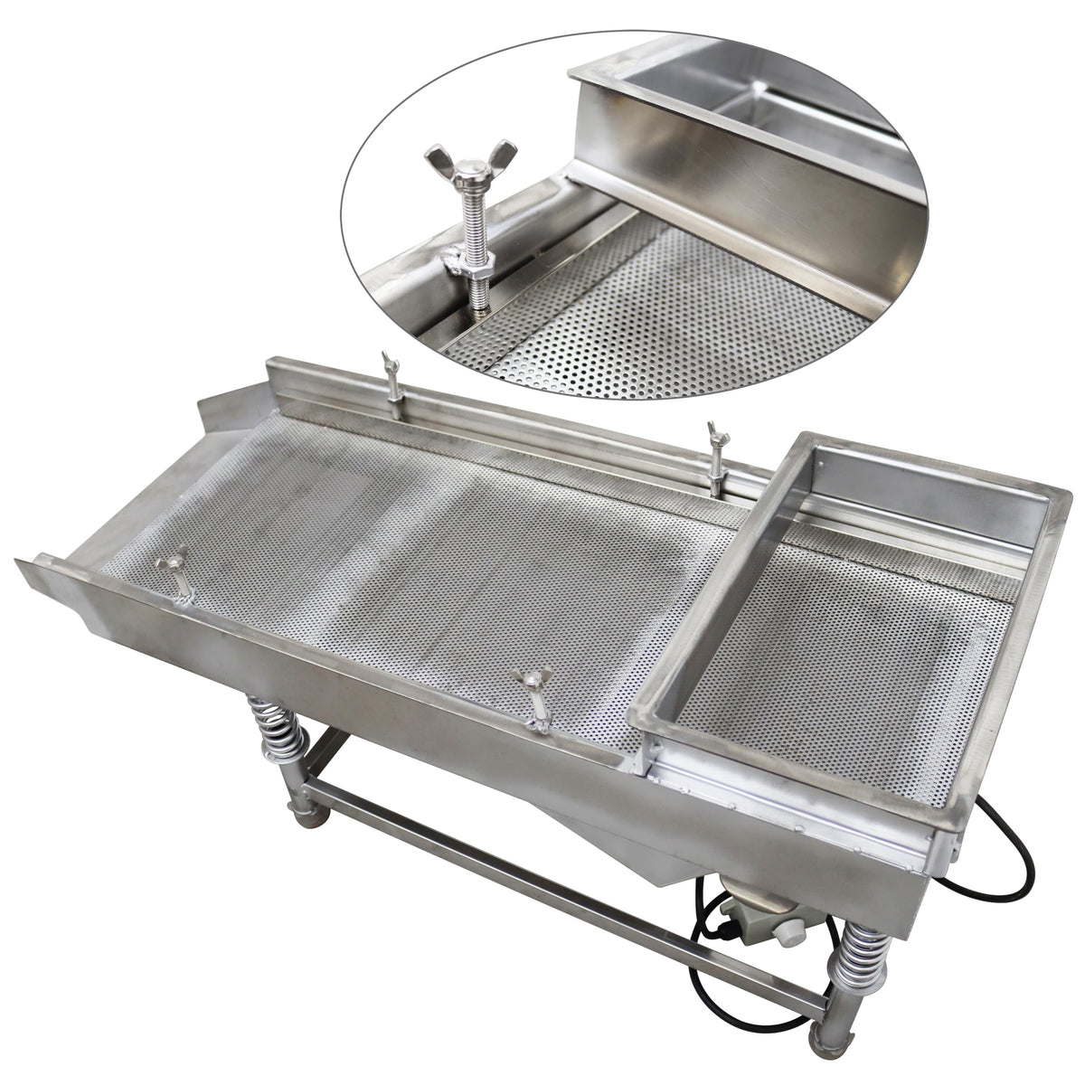 TECHTONGDA Straight Vibrating Sieve Screen Shaker Electric Linear Sifter Machine Stainless Steel One Layer One Motor 4mm Screen Size 11.8×29.5inch 110V