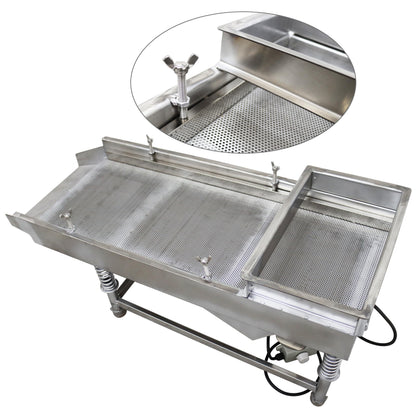 TECHTONGDA Straight Vibrating Sieve Screen Shaker Electric Linear Sifter Machine Stainless Steel One Layer One Motor 4mm Screen Size 11.8×29.5inch 110V