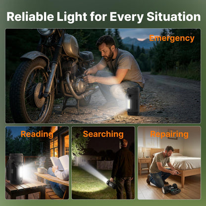 OGERY Rechargeable Flashlight, Multi-Tool Camping Lantern with 983LM, 9000 mAh Portable LED Camping Spotlight for Camping Emergency, Outdoor Hiking, Gray/Black