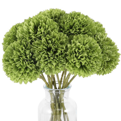 Rowfad 12 Pcs Artificial Chrysanthemums Flowers Green Flowers Silk Fake Mums Flowers for St Patricks Day Outdoor Wedding Table Centerpiece Home Decor (12, Green)
