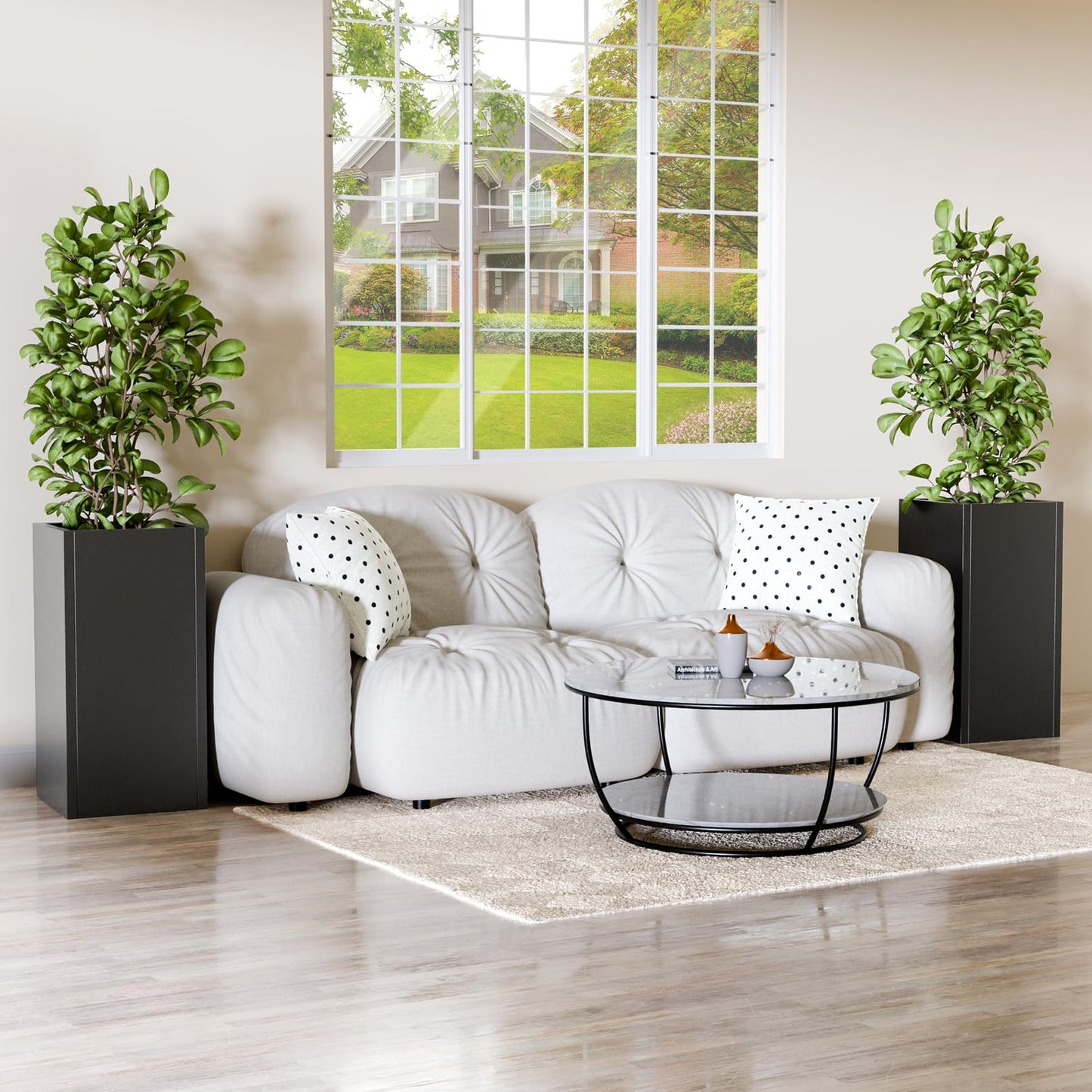 Diyfire Tall Metal Planters Box for Outdoor Plants - 23.6" Modern Steel Tall Square Planter with Removable Insert Shelf, Heavy Duty Pedestal Planter Front Porch Decor Patio Garden Office, Black