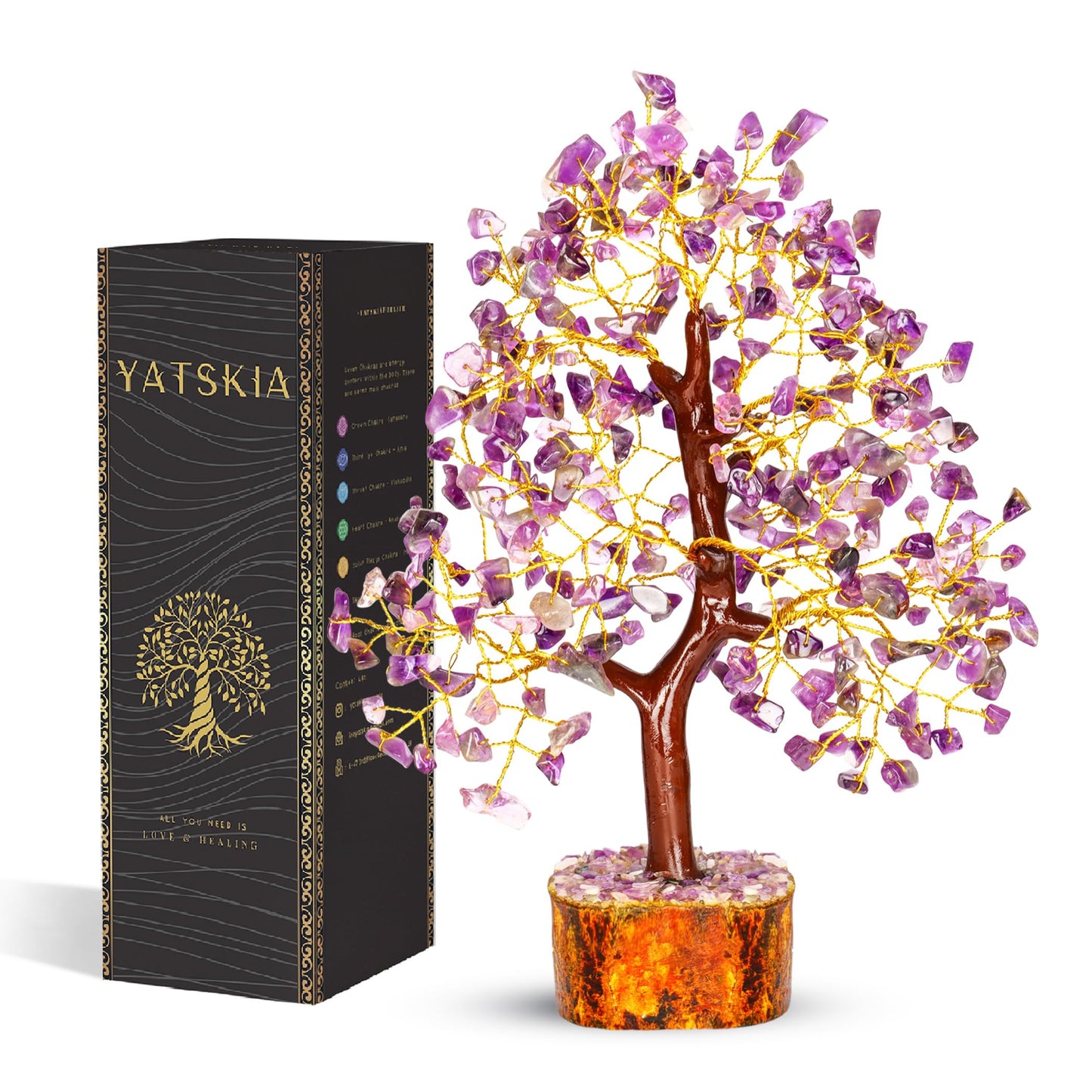 YATSKIA Amethyst Tree | Quartz Tree of Life | Healing Crystals | Bedroom Decor for Women | Boho Bedroom Decor | Sister Birthday Gifts | Gifts for Women Who Have Everything | 10 Inch