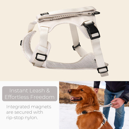 TUG Grab Dog Harness | Integrated Traffic Leash Magnetically Attached for Quick Control (Medium/Cream)