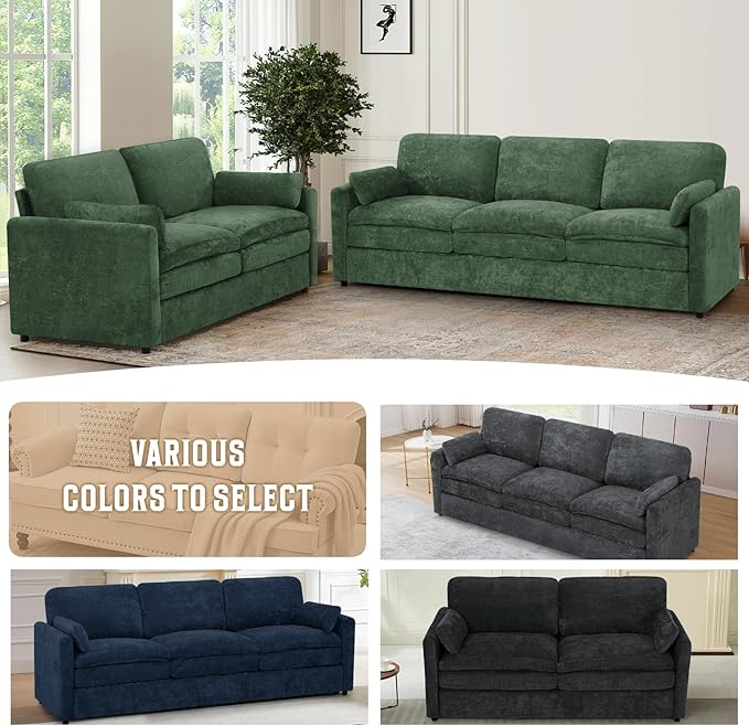 2 Pieces Chenille Sofa Set
