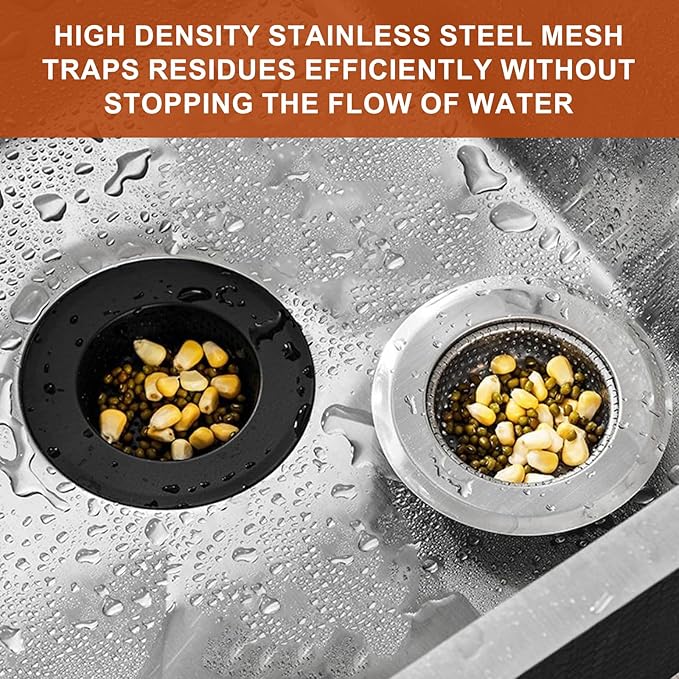 4 Pcs Stainless Steel Mesh Sink Drain Strainer, 4.5" Top / 3" Kitchen Filter
