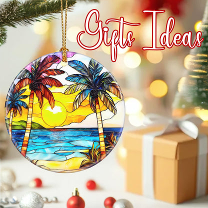 Christmas Ornaments: Christmas Tree Decorations, Beach Sunset Holiday Decor, Stocking Stuffers, Gift Ideas, Xmas Gift, Summer Vibes Gifts & Gifts for Beach Lover