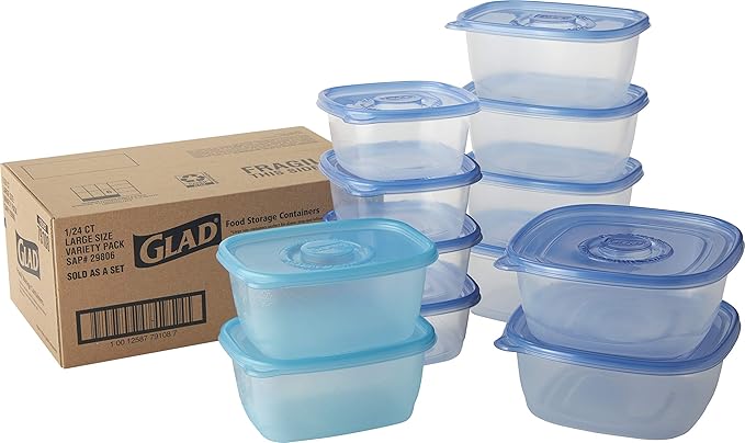 GladWare Food Storage Containers, Family Variety Pack, 24 Piece Set |