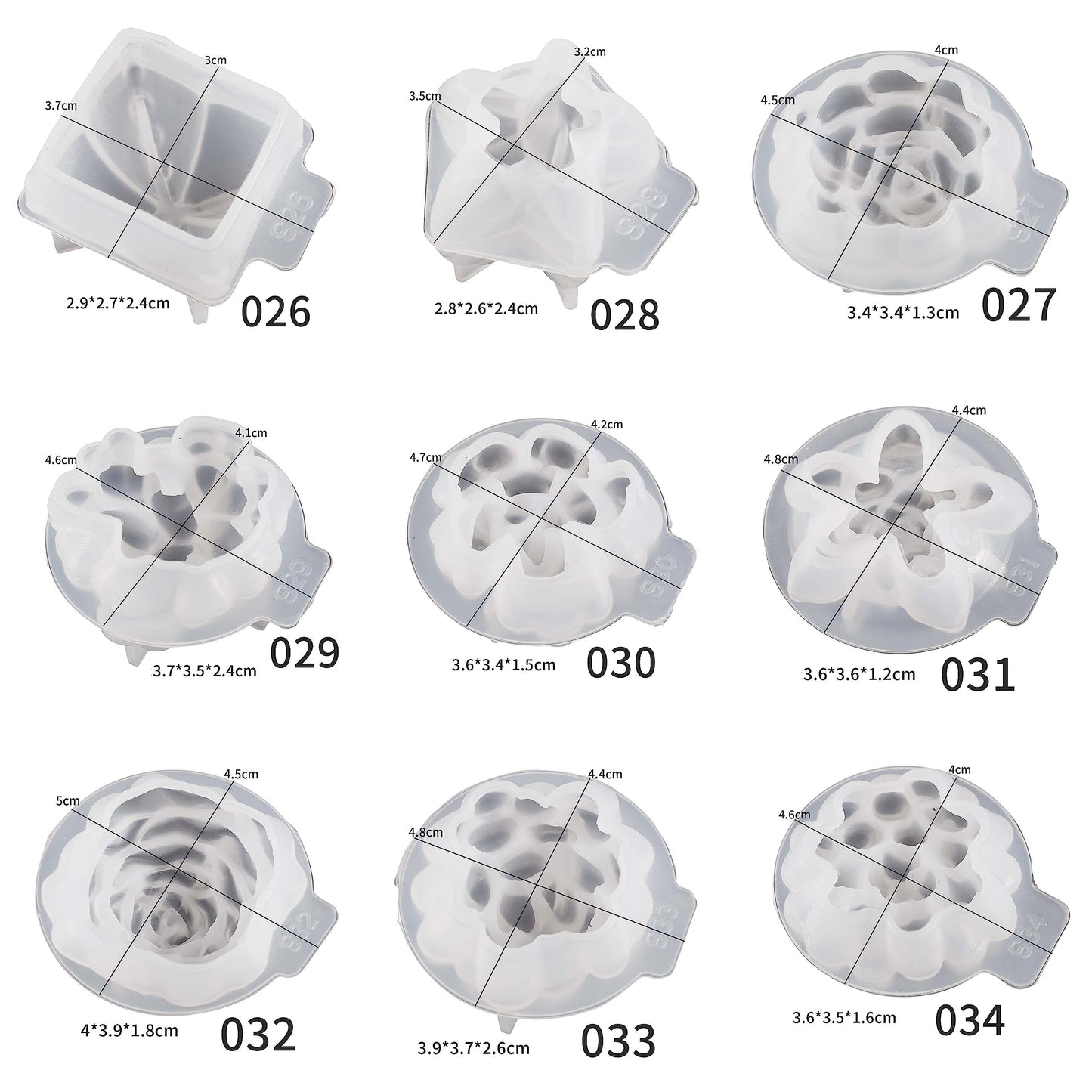Resin Casting Mold Resin Making Molds Silicone Mold for Candle Home Decorate Mold 3D Animal Mold Candle Making Mold (succulents-34-pack)