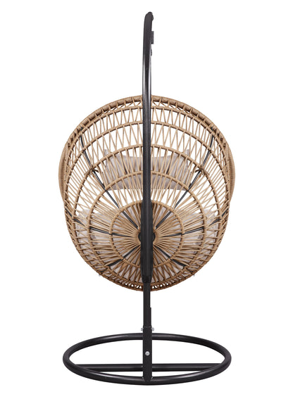 ACME Vasant Outdoor Patio Hanging Chair/Stand in Beige Fabric and Rope