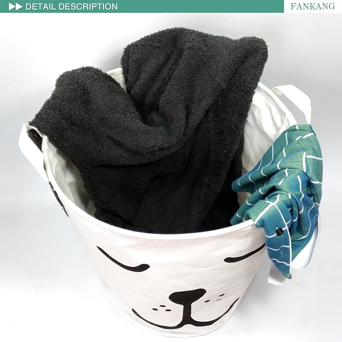 FANKANG Storage Basket, Nursery Hamper Canvas Laundry Basket Foldable