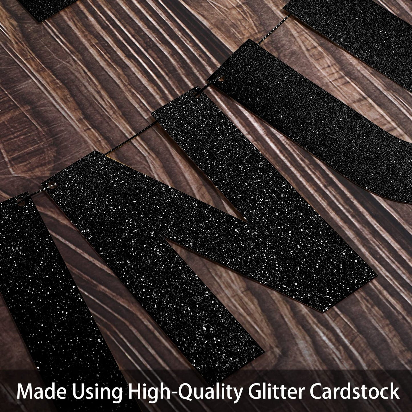 TaoBary 112 Pcs DIY Letter Kit Glitter Customizable Banner Letters Include 107 Letters and Numbers 3 Rope and 2 Needles for Birthday Halloween Christmas Wedding Valentine Party Decor(Black)
