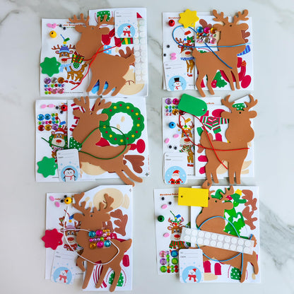 Winlyn 24 Sets Christmas Craft Kits Winter Crafts DIY Xmas Reindeer Ornaments Decorations Festive Foam Stickers Christmas Arts and Crafts for Kids Holiday Home Classroom Art Activities Party Favors