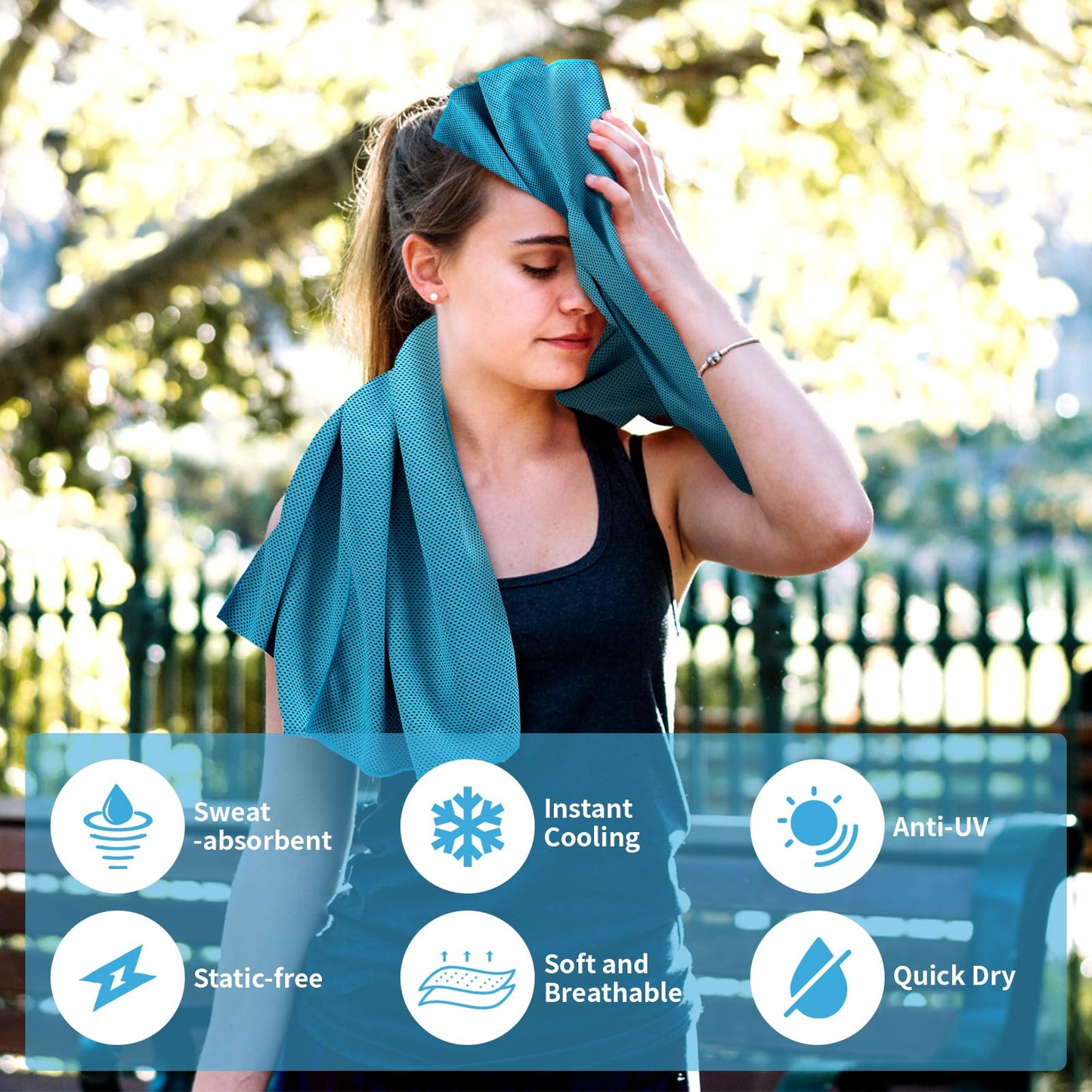 YESLIFE 4 Pack Cooling Towels 40"x12", Gym Towels for Men and Women, Soft Breathable Workout Towels for Yoga, Running, Sport, Workout, Camping, Fitness & More (Black, Army Green, Orange, Blue)