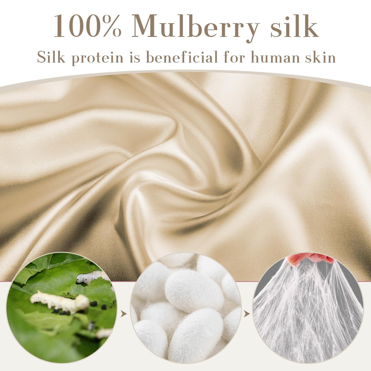 100% Mulberry Silk Sleep Mask Eye Mask for Women Man with Adjustable Band, for Side Sleeper Blackout Sleep Mask for Travel Rest and Office Large Size (Taupe)