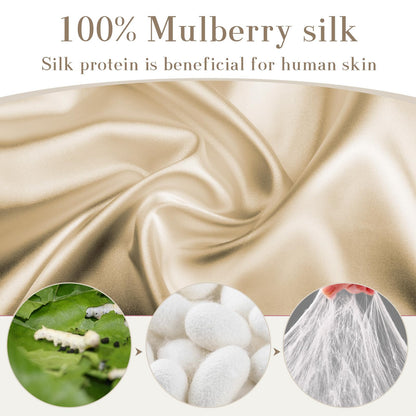 100% Mulberry Silk Sleep Mask Eye Mask for Women Man with Adjustable Band, for Side Sleeper Blackout Sleep Mask for Travel Rest and Office Large Size (Taupe)