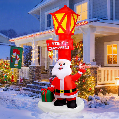 ZaaYee 8FT Christmas Inflatable Yard Decoration, Giant Blow Up Lighthouse with Santa and Redbird with Built-in LED Lights for Front Door Lawn Garden Holiday Display Indoor Outdoor Decor