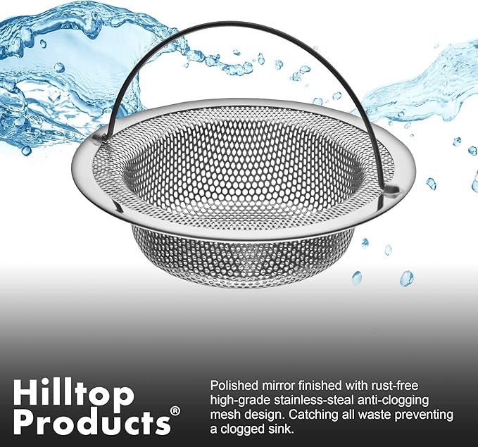 2 Pack - 4.5" Top / 3" Basket - Kitchen Sink Drain Strainer Stainless Steel