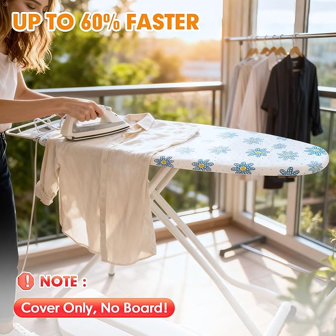 Ironing Board Cover and Pad, 18x49 Extra Wide Thick Iron Padding, Scorch &