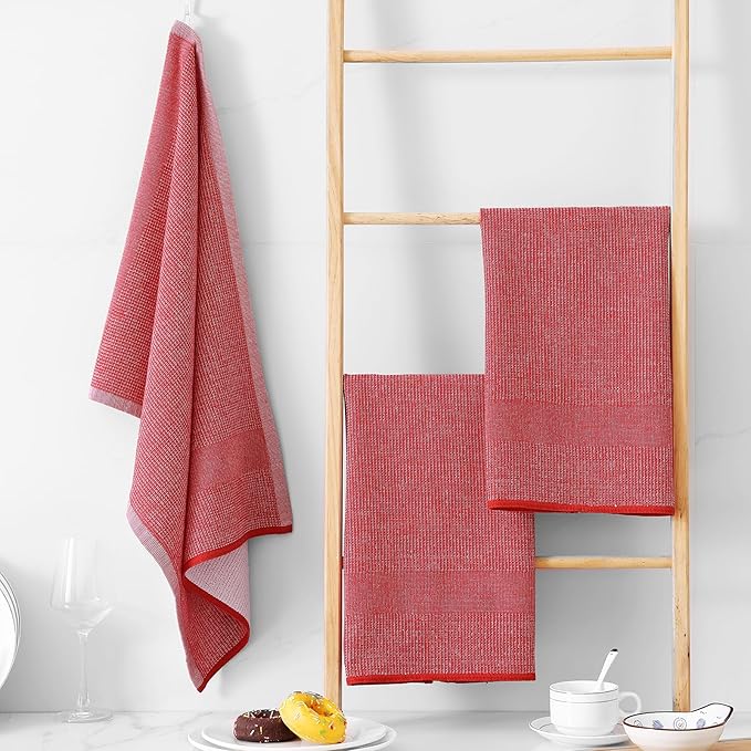Homaxy Premium Kitchen Towels, Large Cotton Kitchen Hand Towels, Flat and Terry