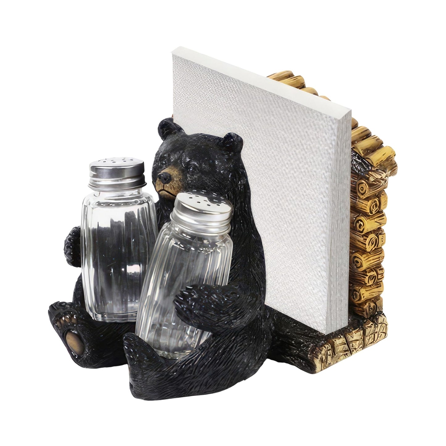 ICE ARMOR 5.75" W Bear Salt & Pepper Shaker with Napkin Holder Statue Sculpture Ornament Decoration Home/Room Decor Ideas